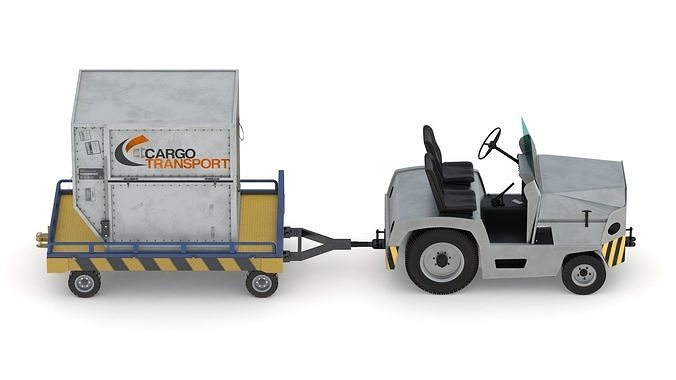 Airport Tug Clark CT30 Carrying Passengers Luggage 3D model