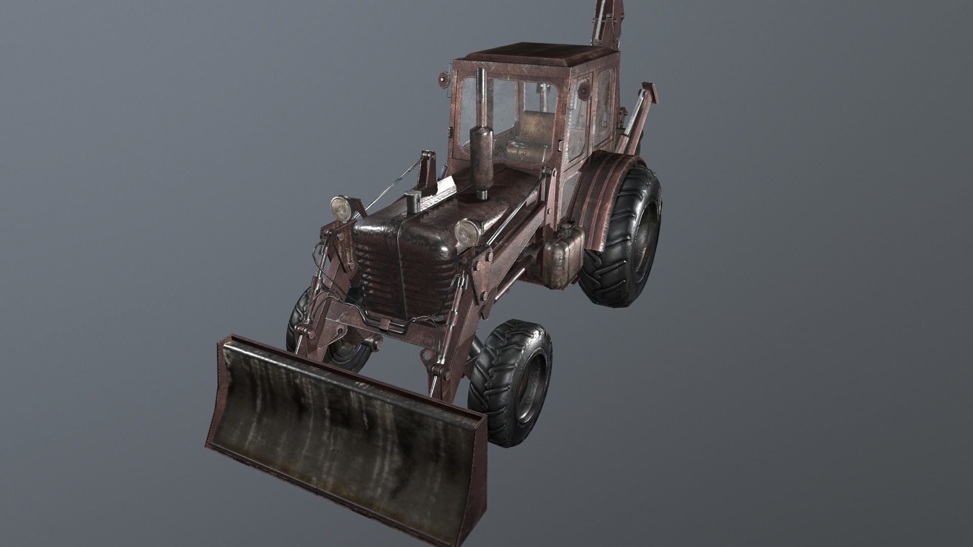 Tractor excavator model Low-poly 3D model_12