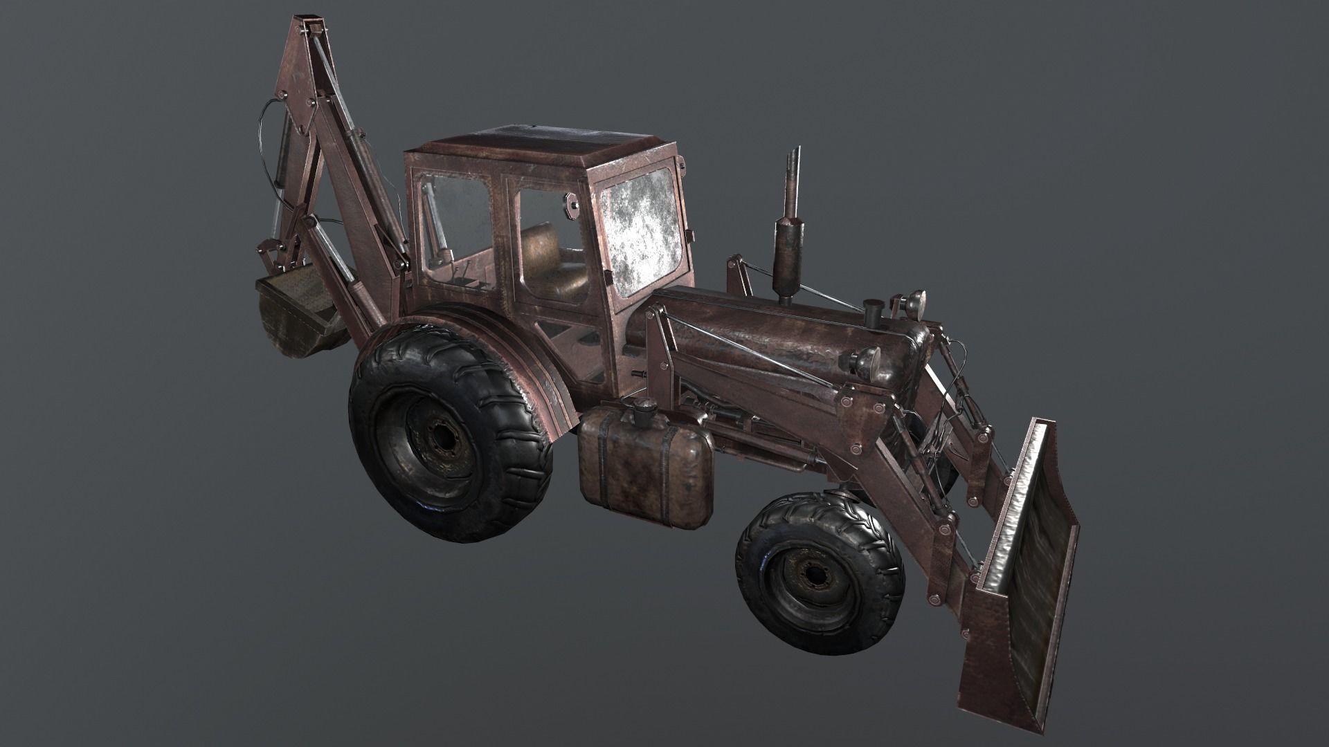 Tractor excavator model Low-poly 3D model_11