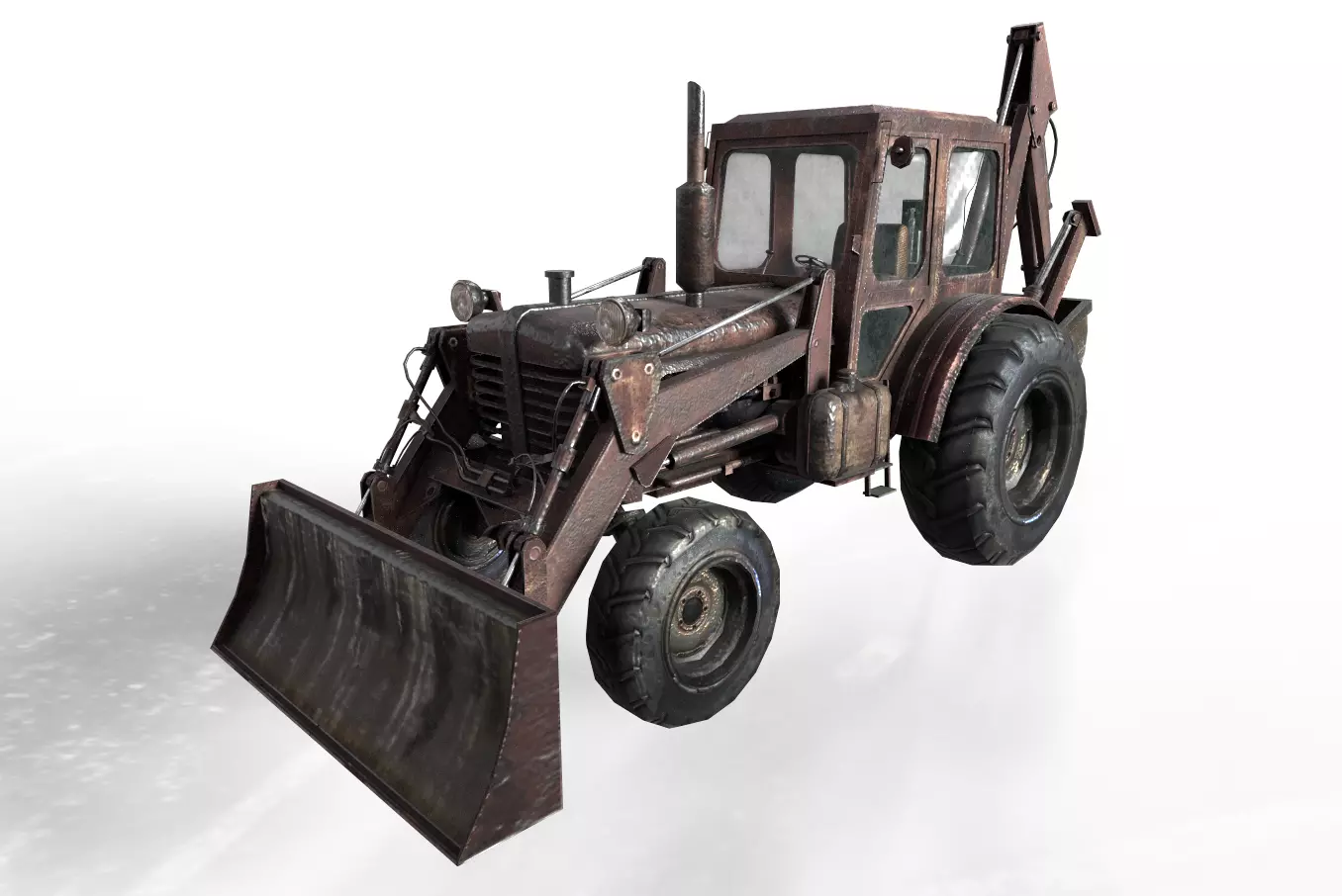 Tractor excavator model Low-poly 3D model_0