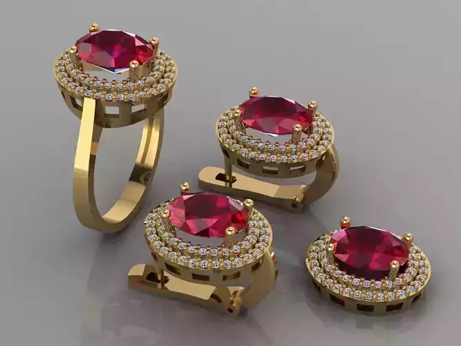 Oval Gold Silver Set 3D print model