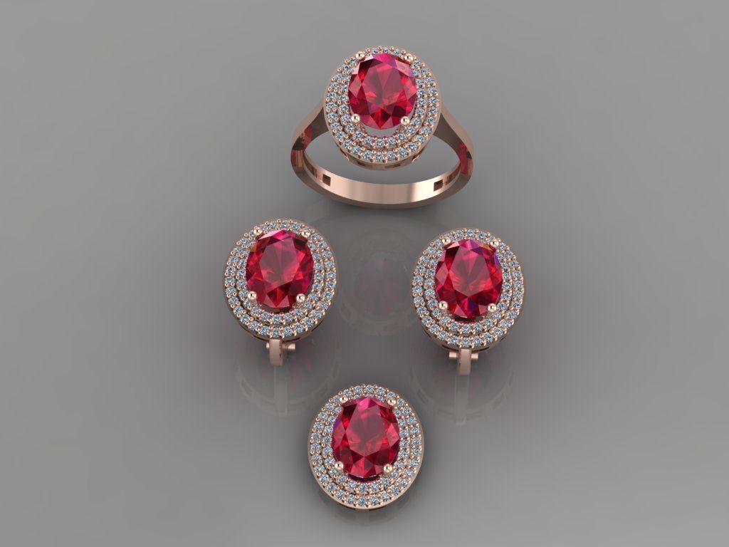 Oval Gold Silver Set 3D print model_5