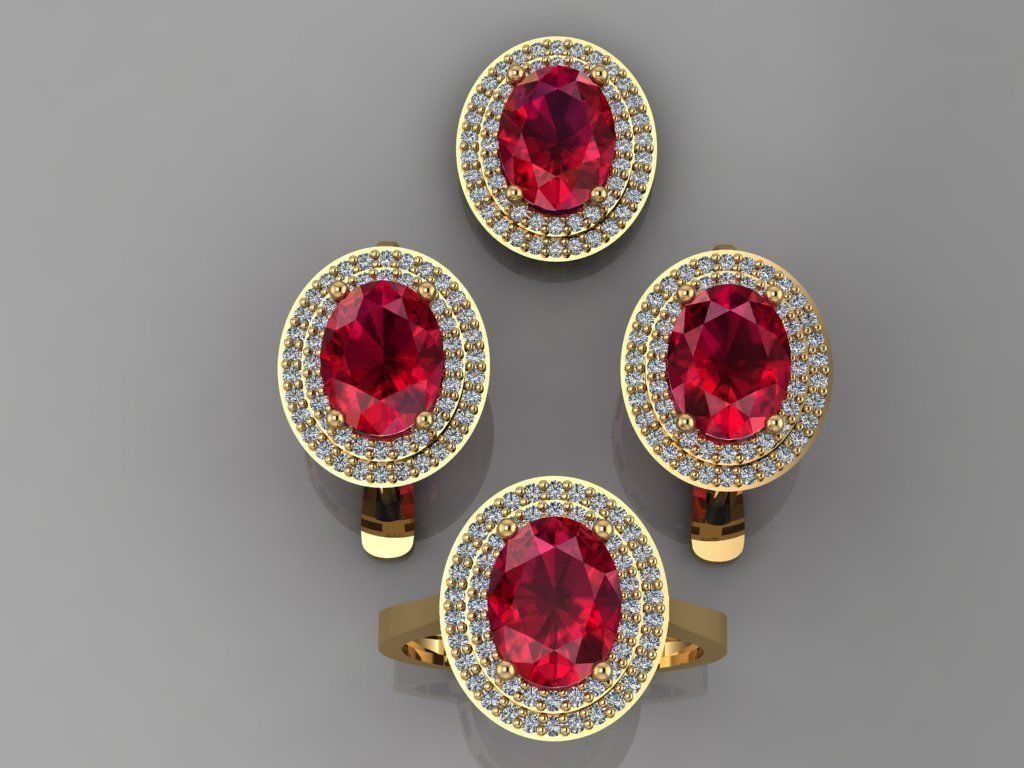 Oval Gold Silver Set 3D print model_1