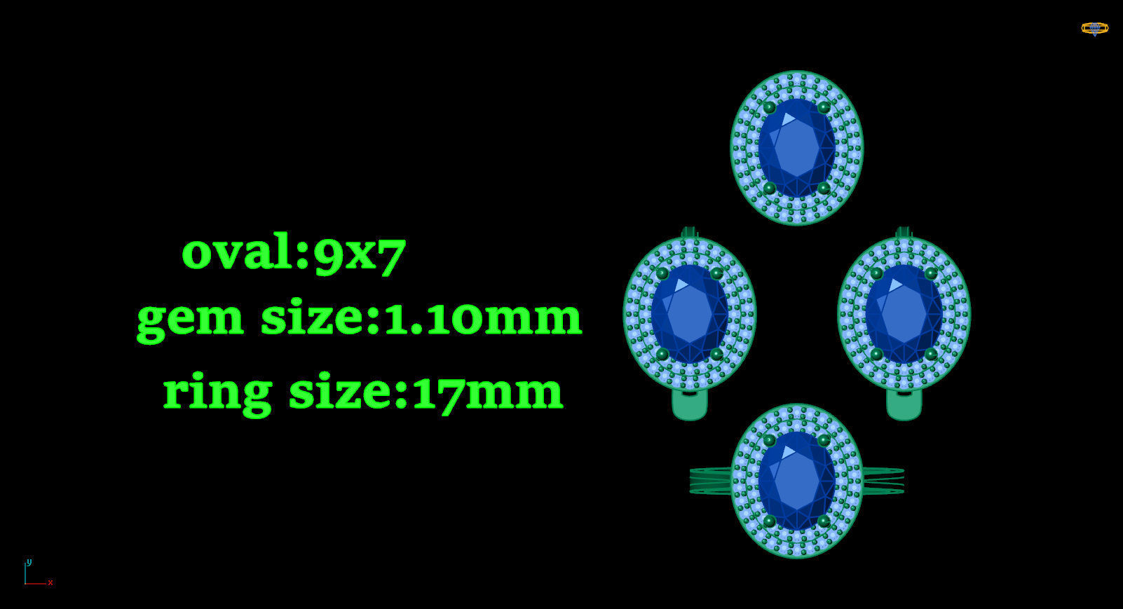 Oval Gold Silver Set 3D print model_7