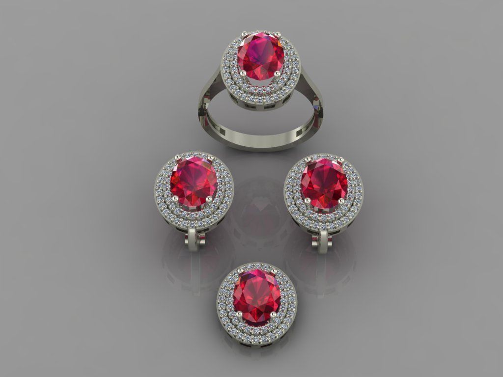 Oval Gold Silver Set 3D print model_4