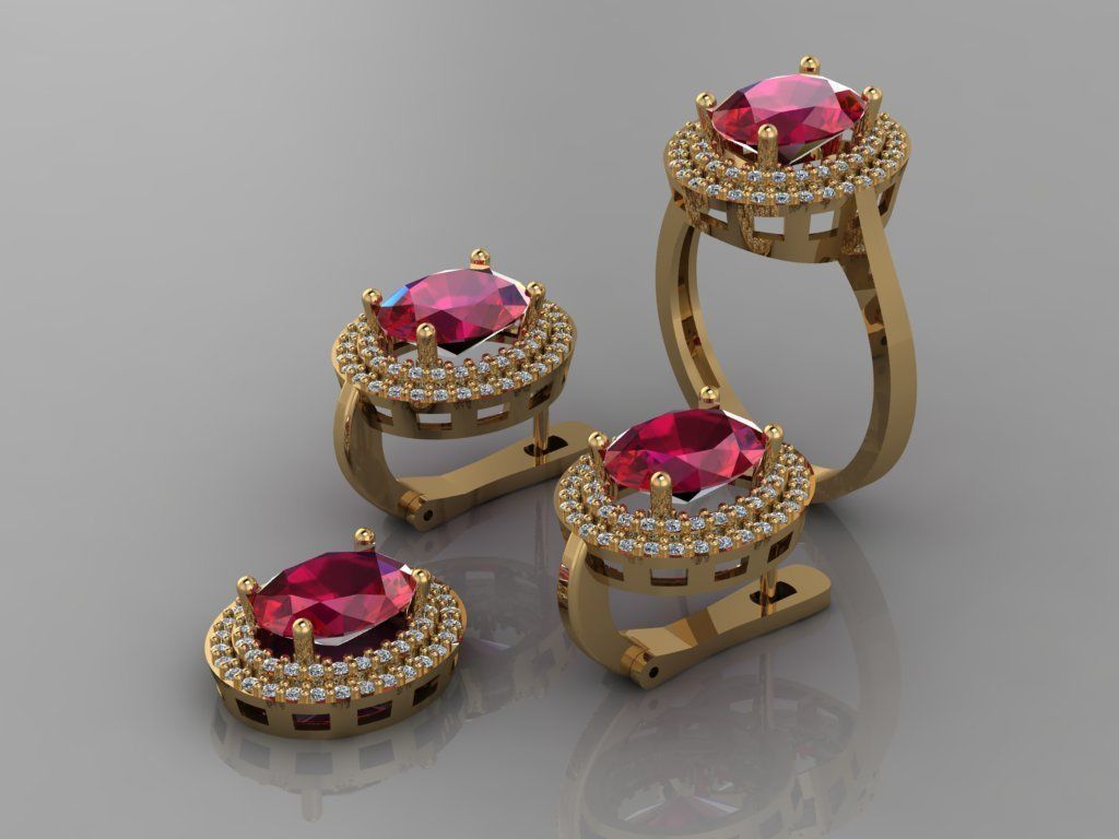 Oval Gold Silver Set 3D print model_2