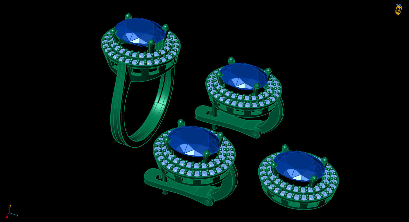 Oval Gold Silver Set 3D print model_8