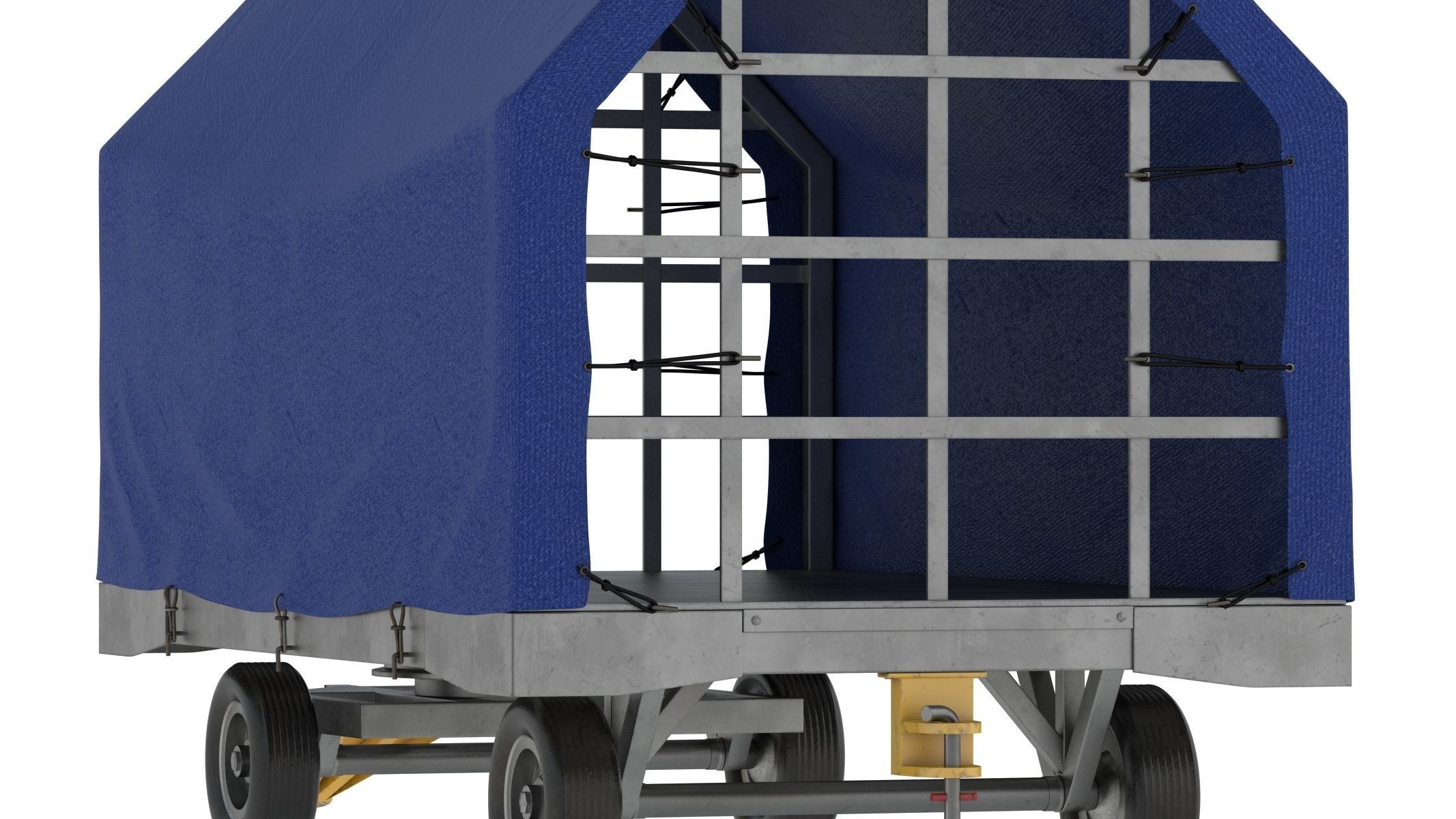 Covered Airport Luggage Trailer 3D model_4