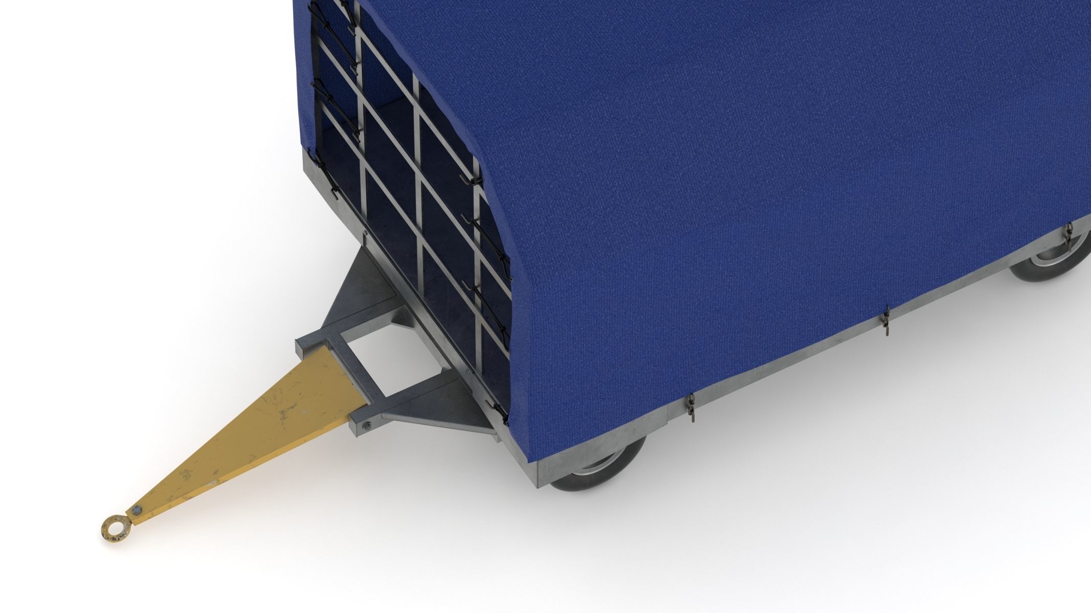 Covered Airport Luggage Trailer 3D model_9