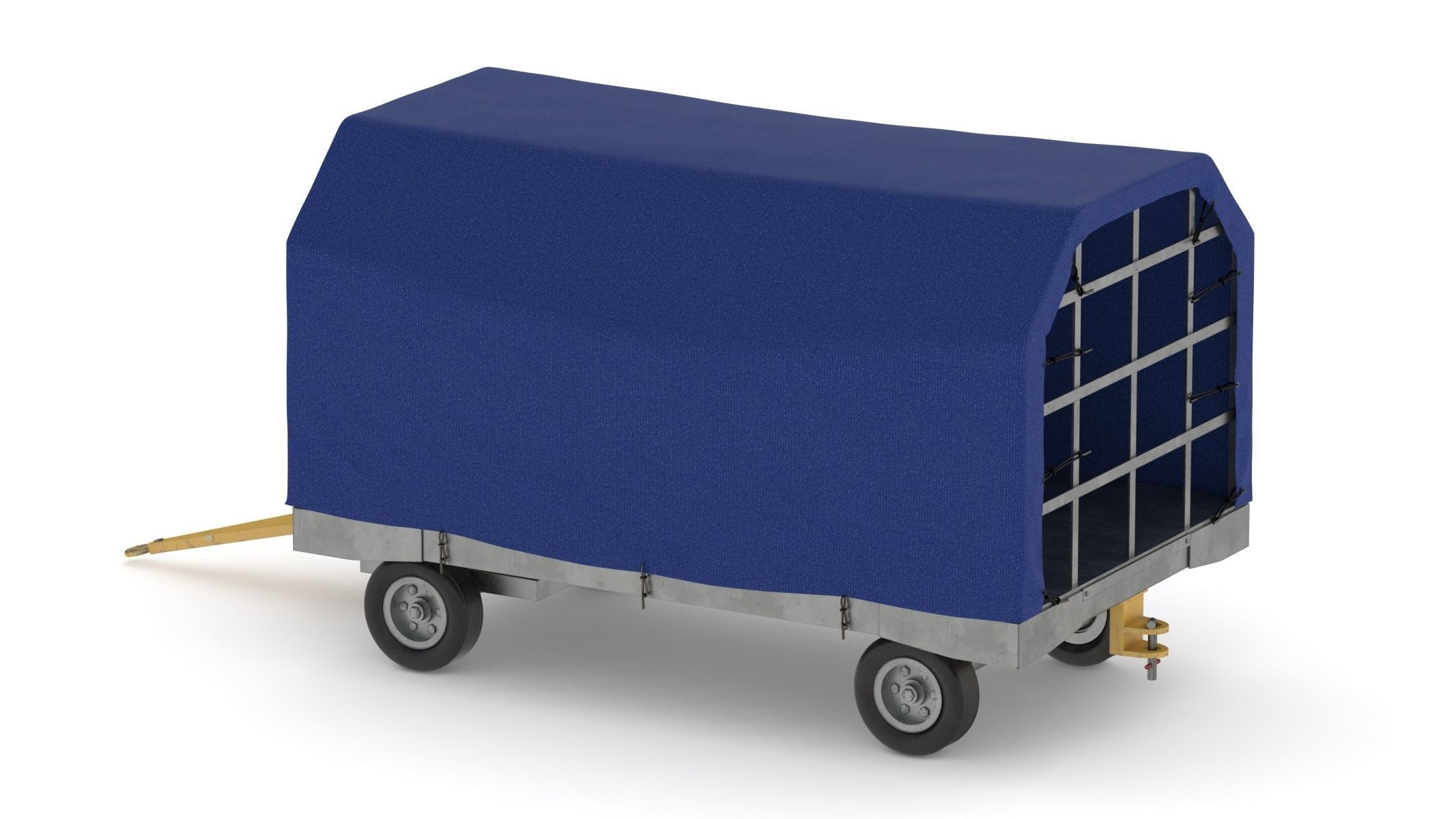 Covered Airport Luggage Trailer 3D model_1