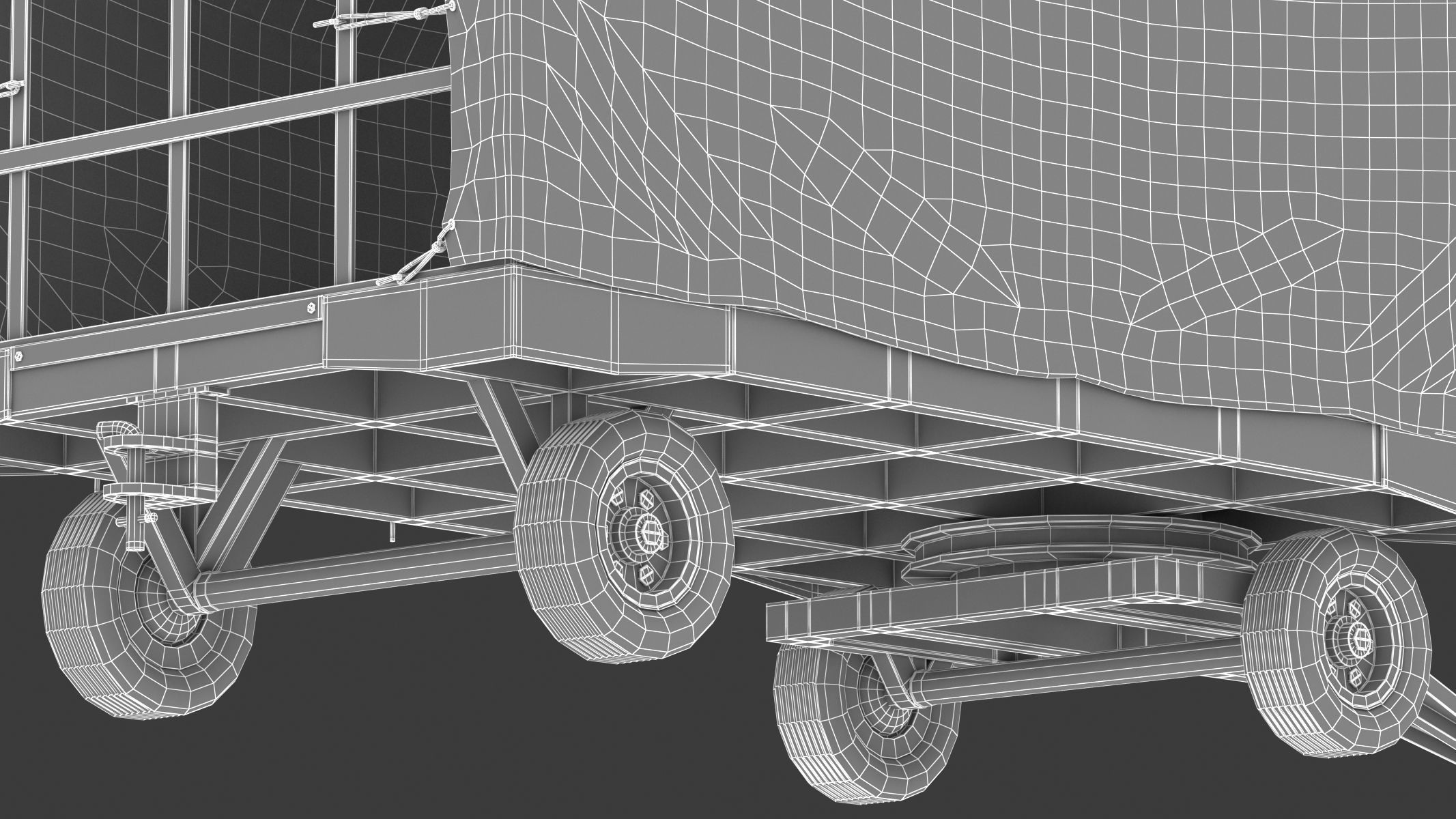 Covered Airport Luggage Trailer 3D model_21