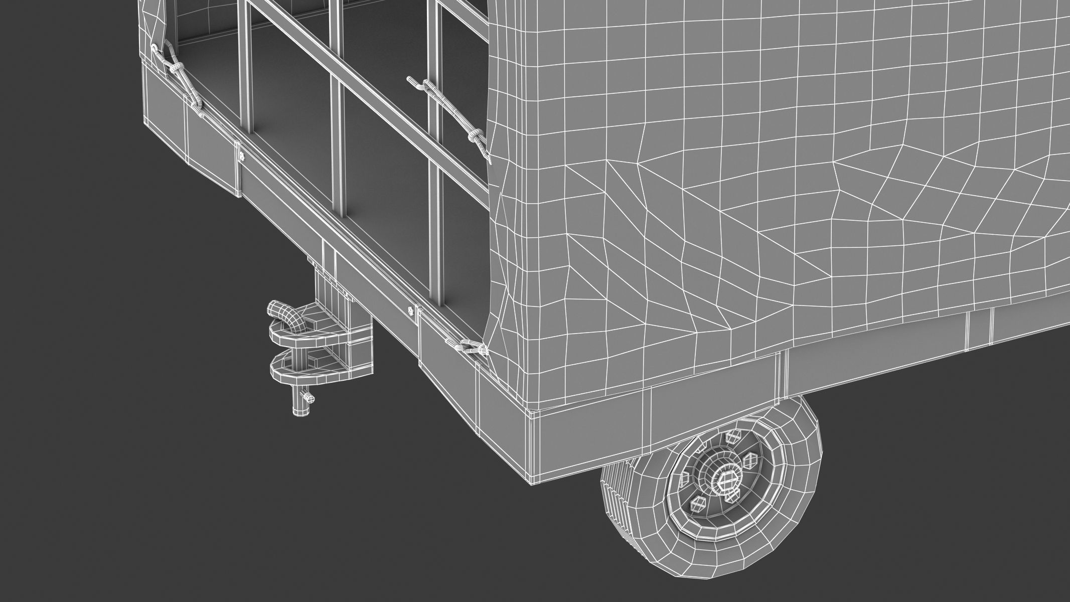 Covered Airport Luggage Trailer 3D model_17