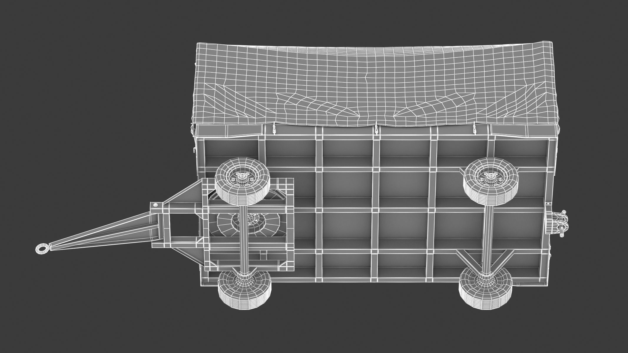 Covered Airport Luggage Trailer 3D model_16