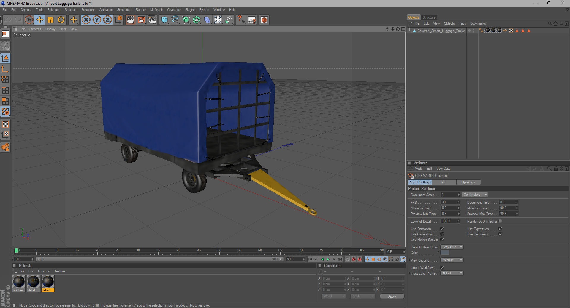 Covered Airport Luggage Trailer 3D model_23
