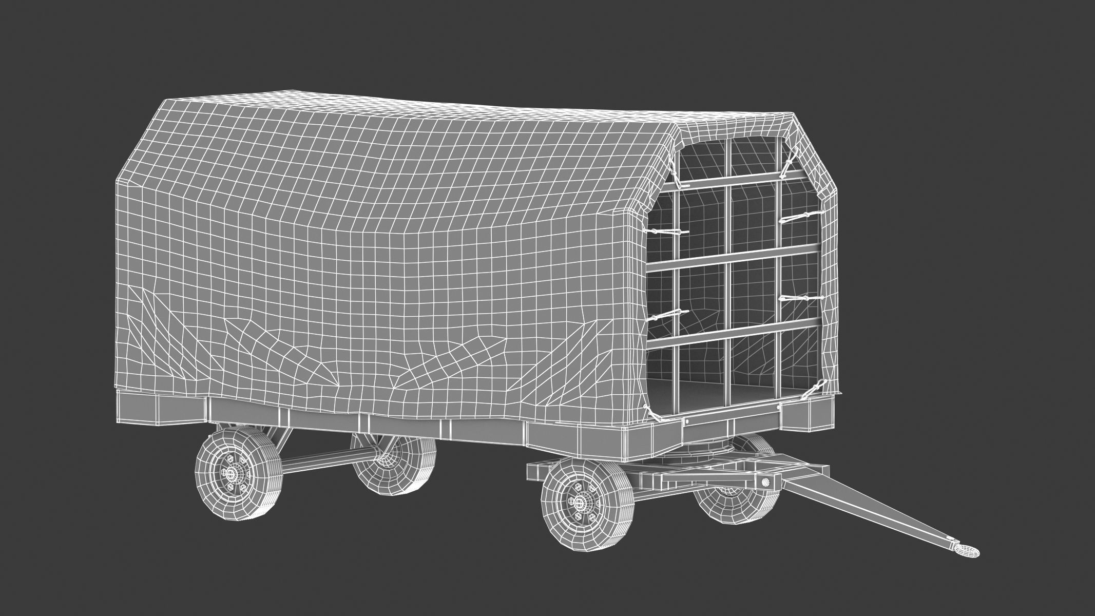 Covered Airport Luggage Trailer 3D model_12