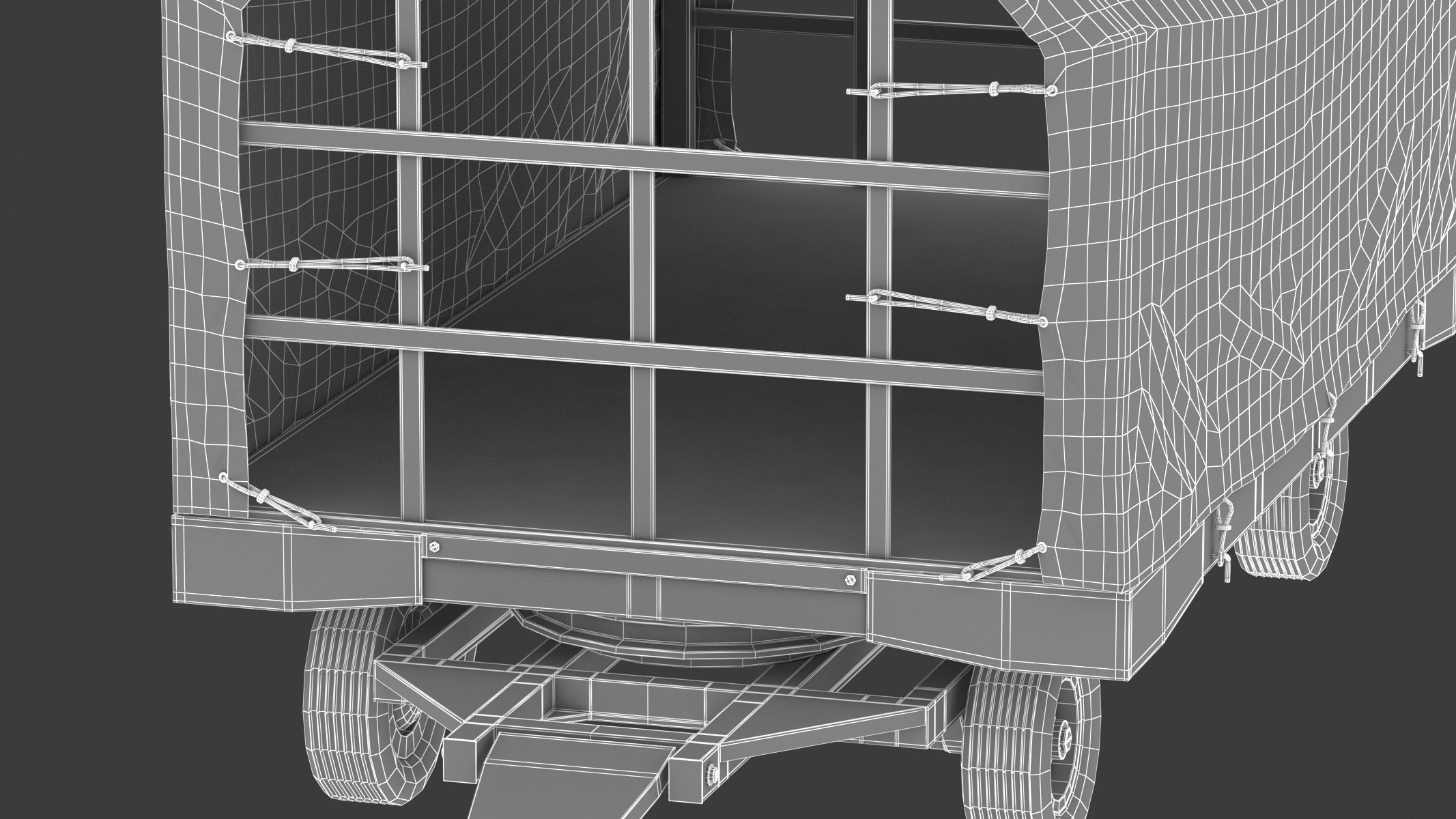 Covered Airport Luggage Trailer 3D model_14