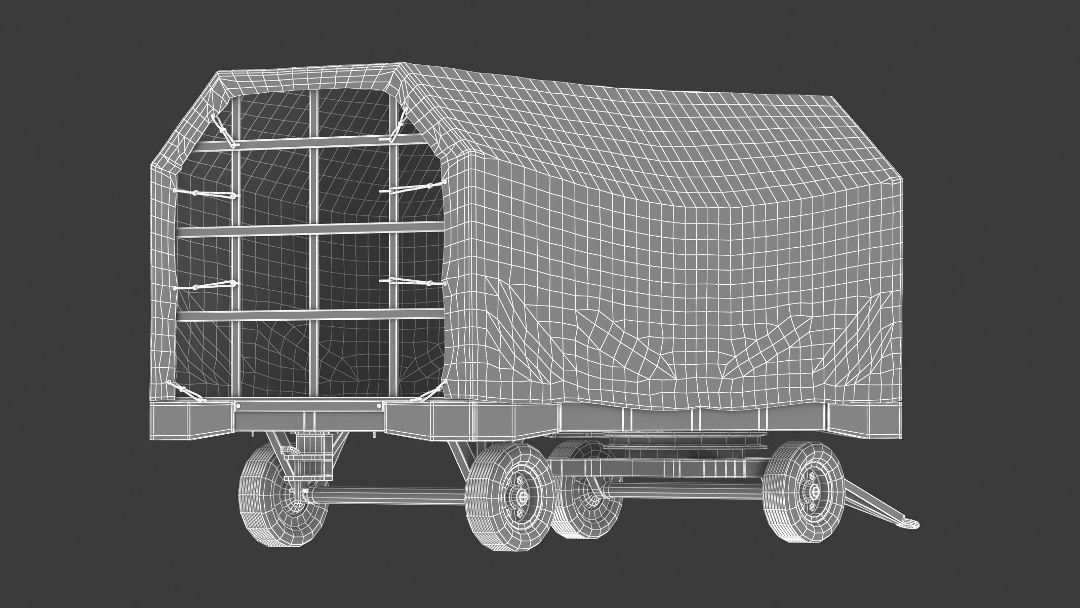 Covered Airport Luggage Trailer 3D model_19