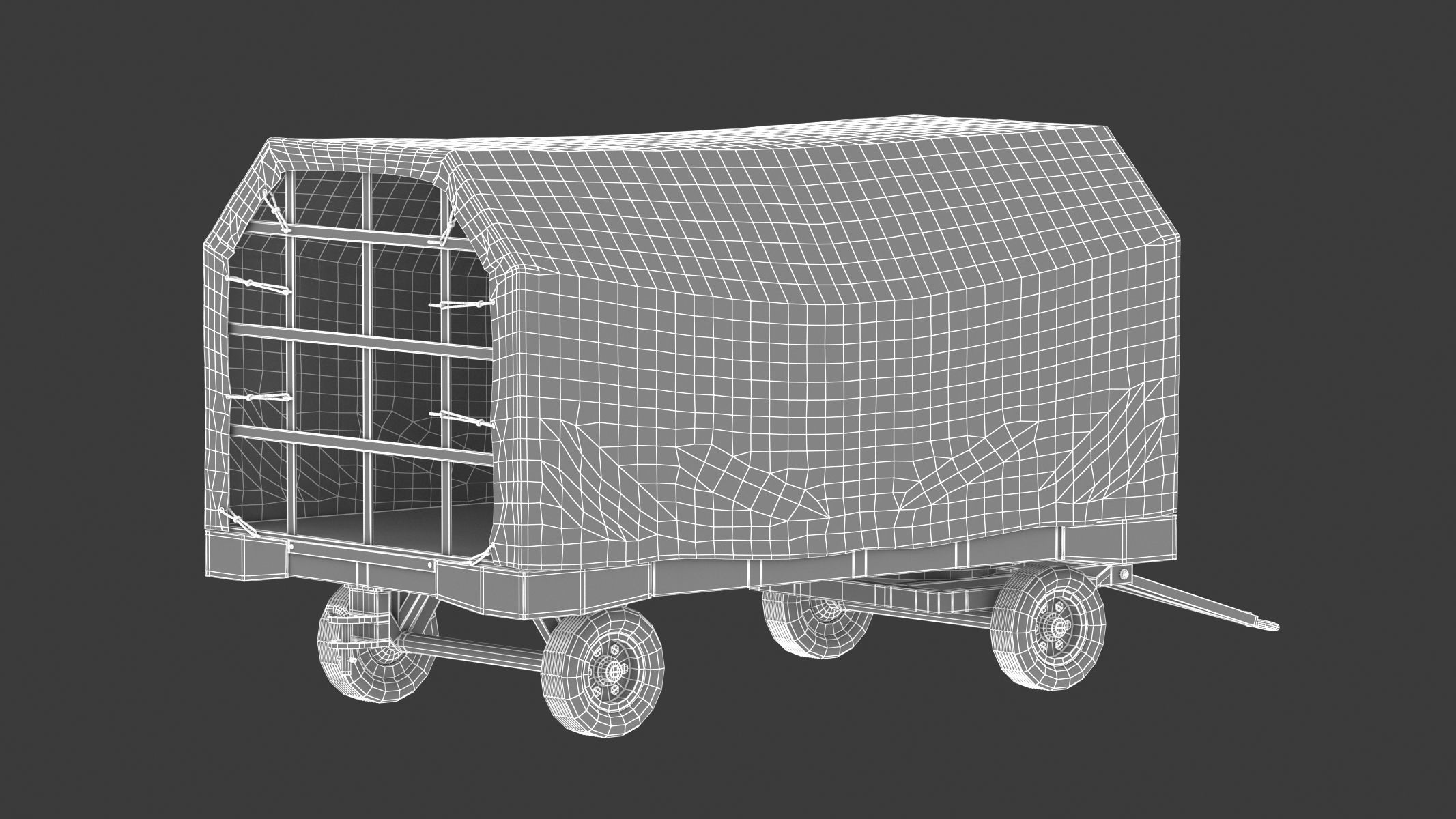 Covered Airport Luggage Trailer 3D model_13