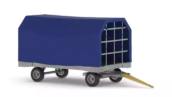 Covered Airport Luggage Trailer 3D model