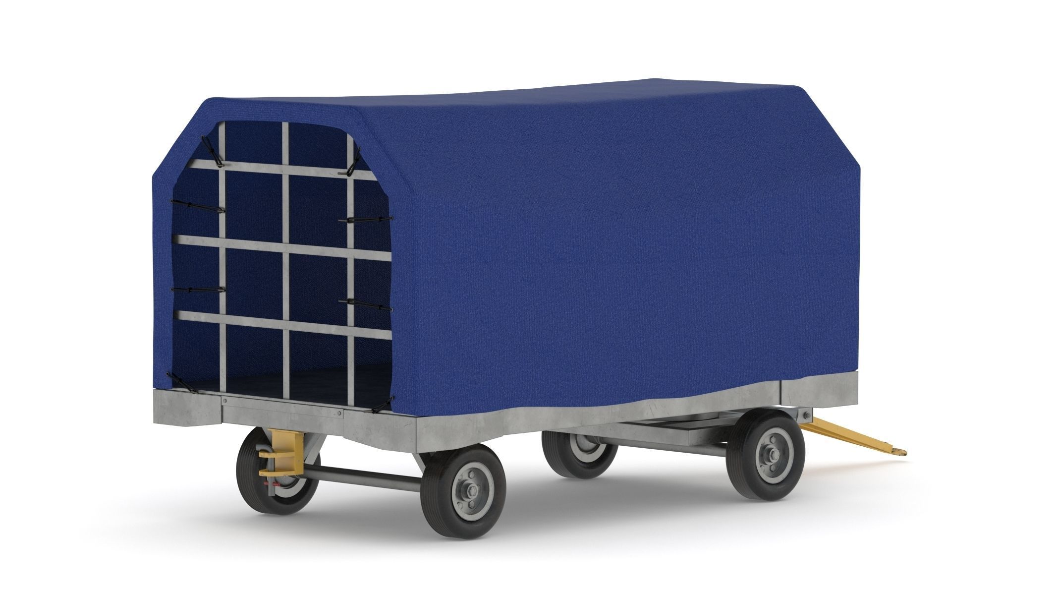 Covered Airport Luggage Trailer 3D model_6