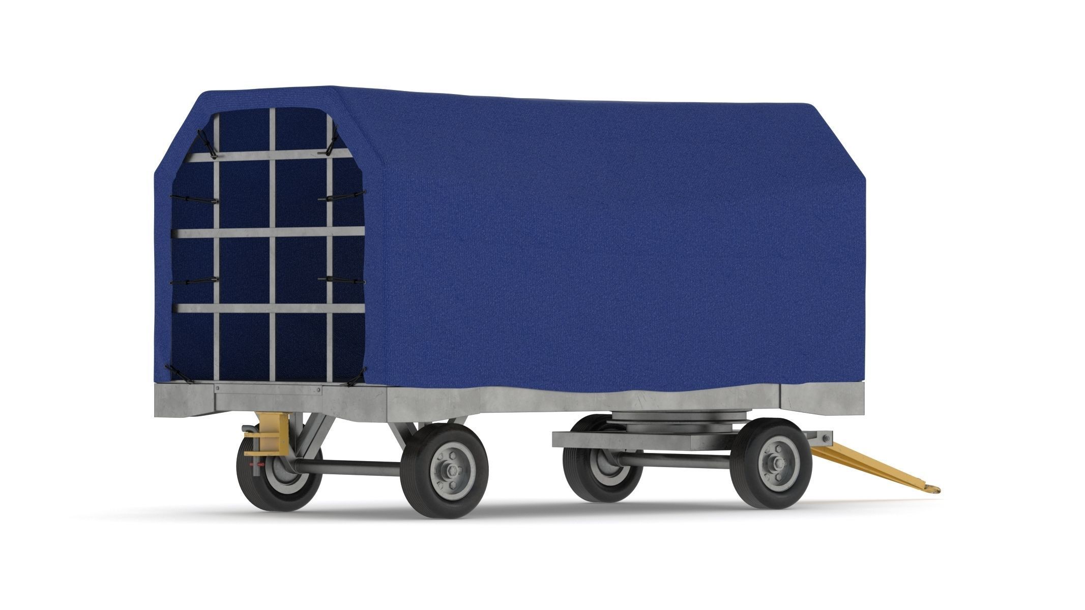 Covered Airport Luggage Trailer 3D model_3
