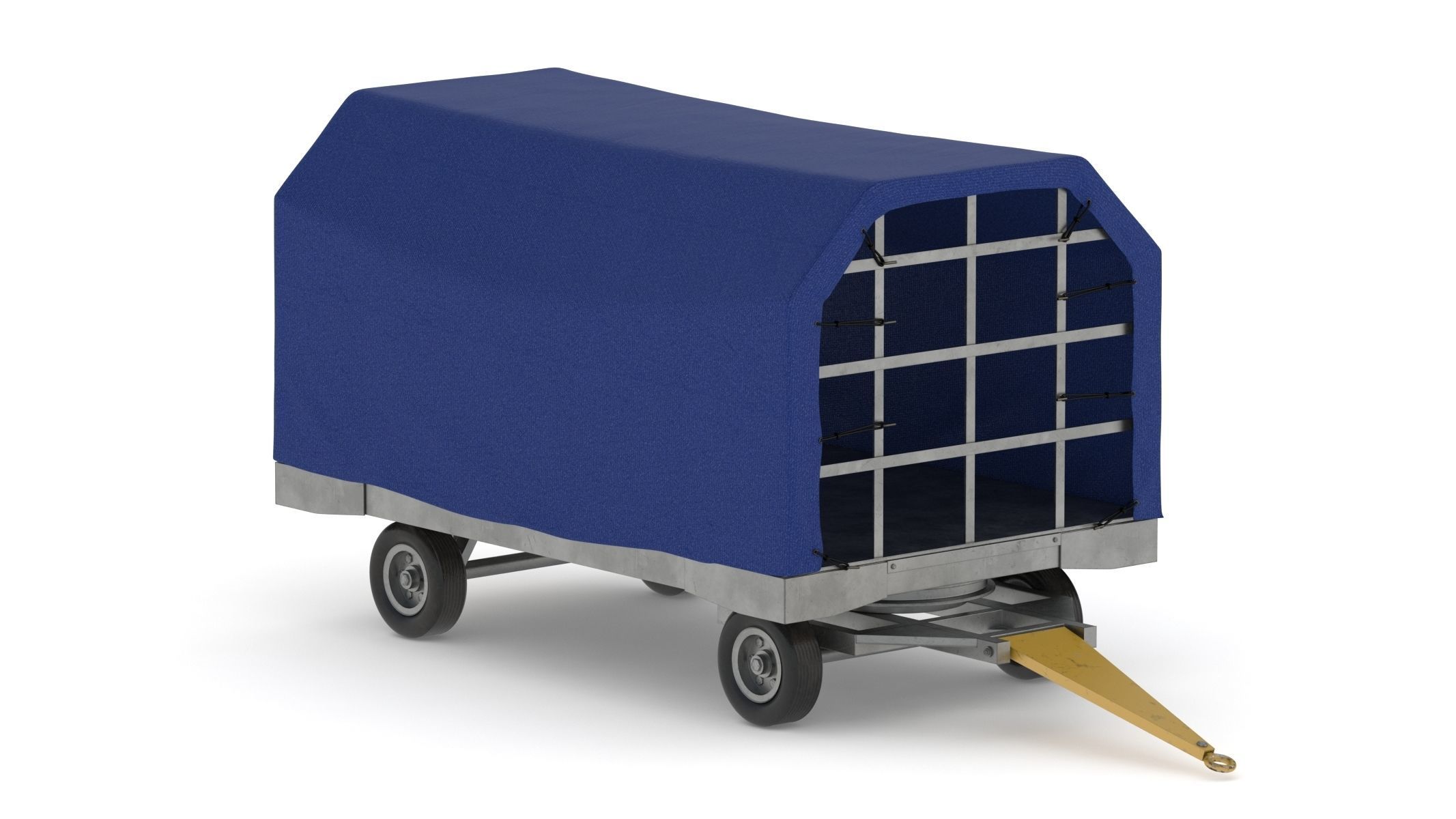 Covered Airport Luggage Trailer 3D model_2