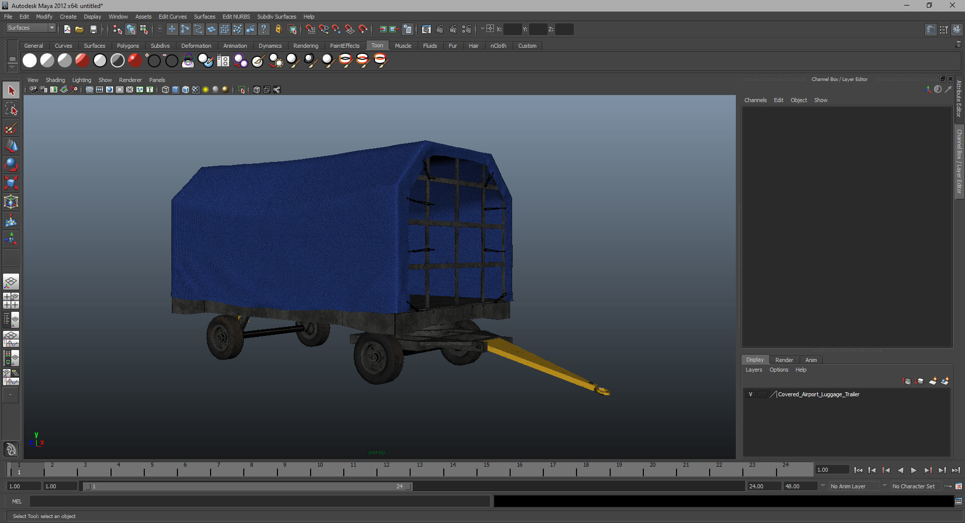 Covered Airport Luggage Trailer 3D model_24