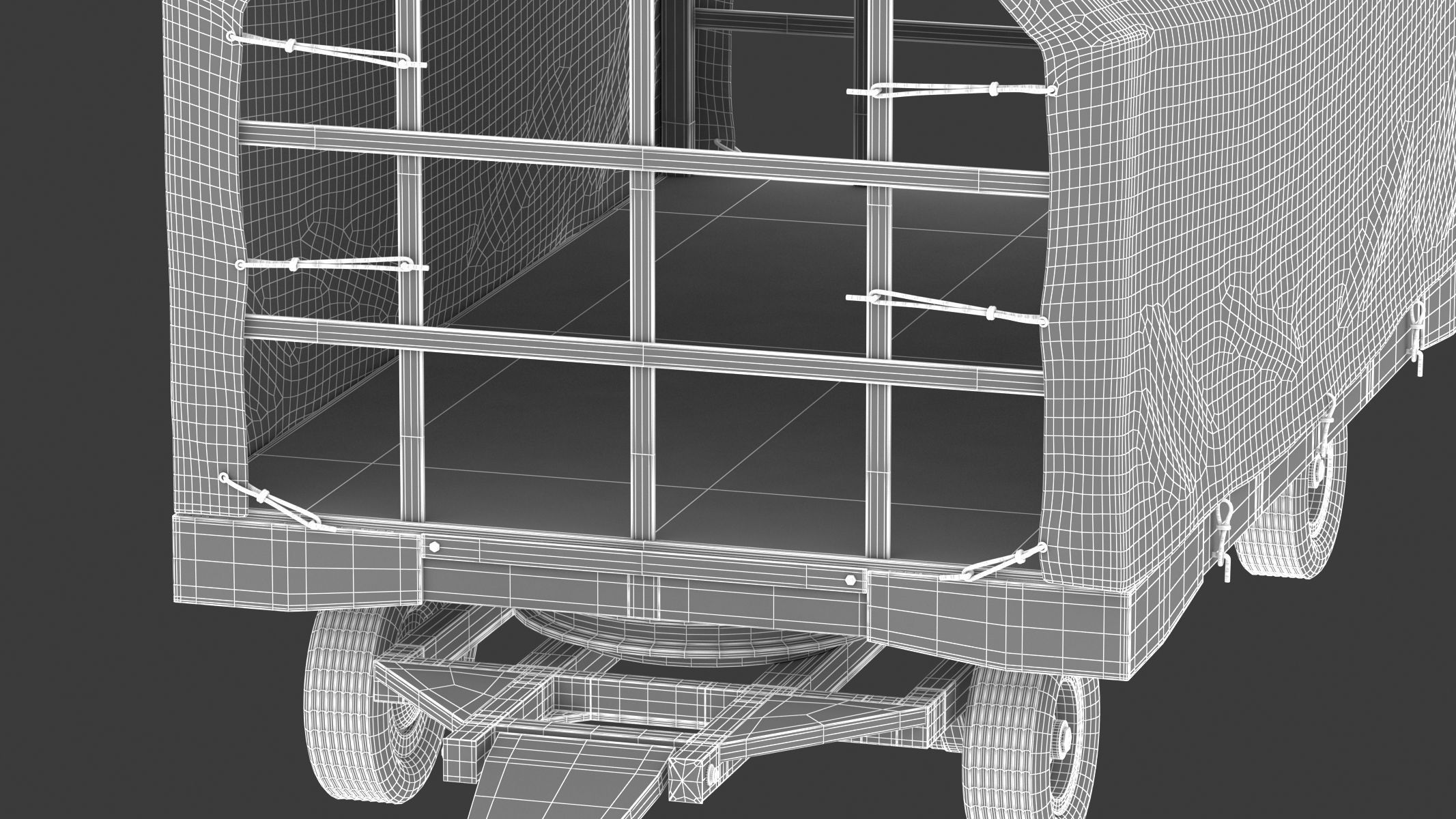 Covered Airport Luggage Trailer 3D model_15