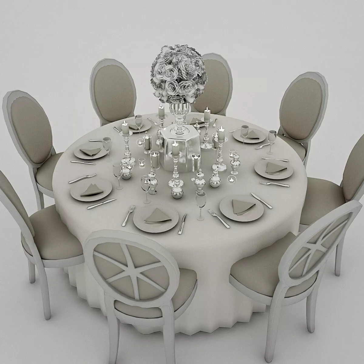 White Wedding Table 3D model