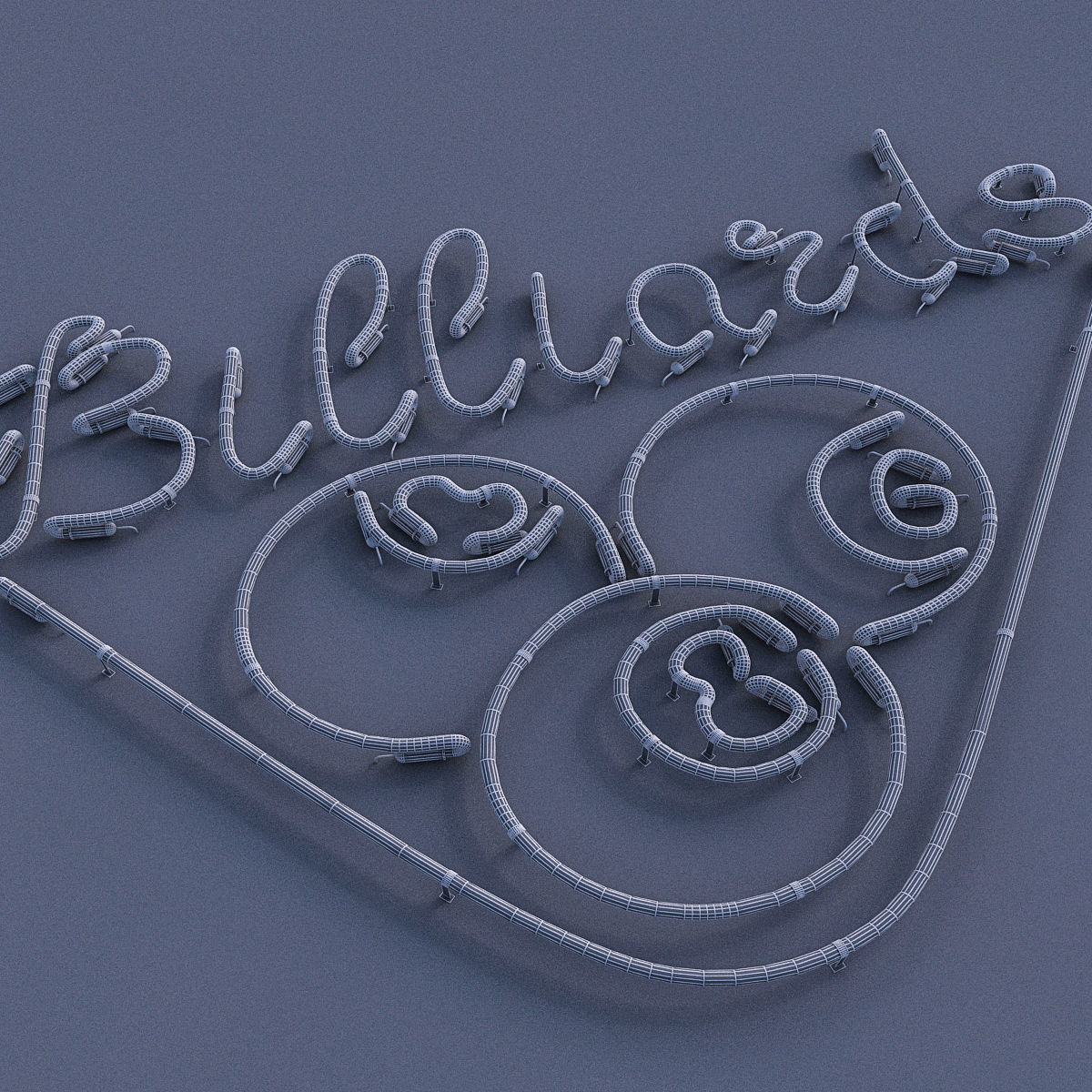 Neon Billiards Sign Low-poly 3D model_4