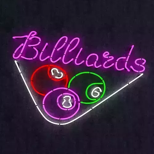 Neon Billiards Sign