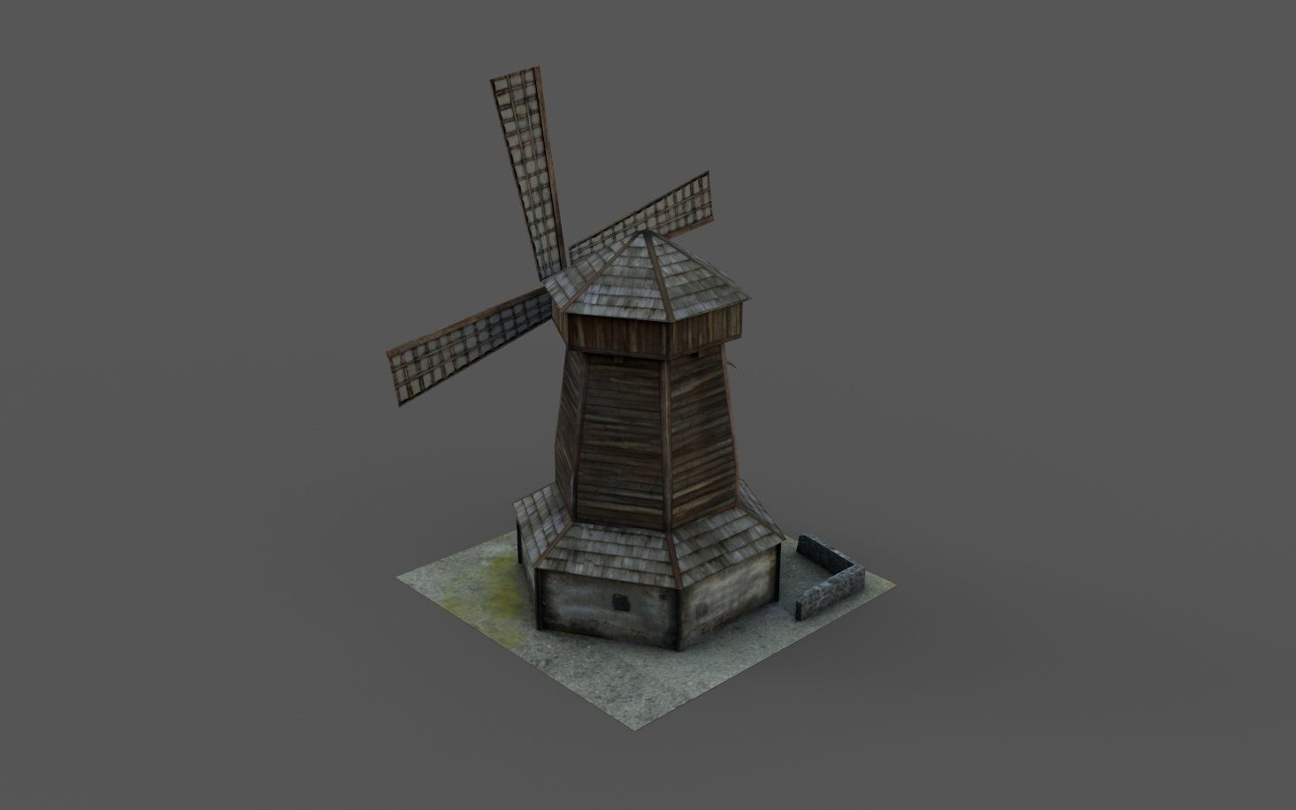 Low Poly Mill 3D Model windmill Low-poly 3D model_1