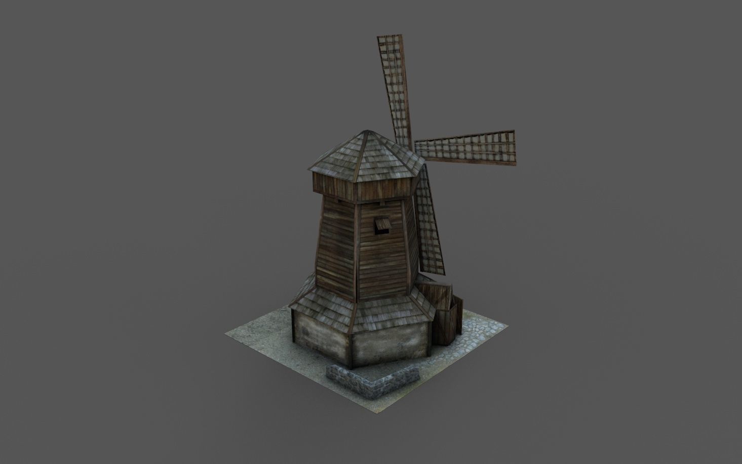 Low Poly Mill 3D Model windmill Low-poly 3D model_2