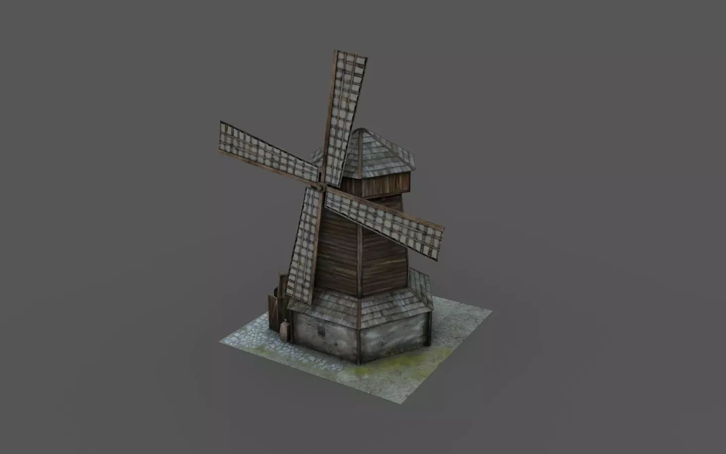 Low Poly Mill 3D Model windmill Low-poly 3D model_0