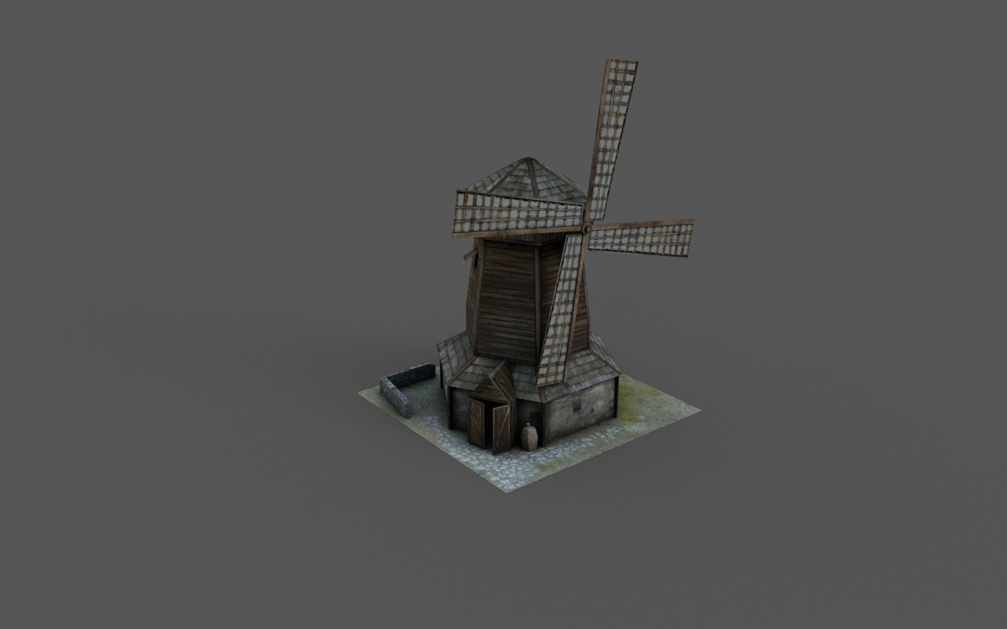 Low Poly Mill 3D Model windmill Low-poly 3D model_3