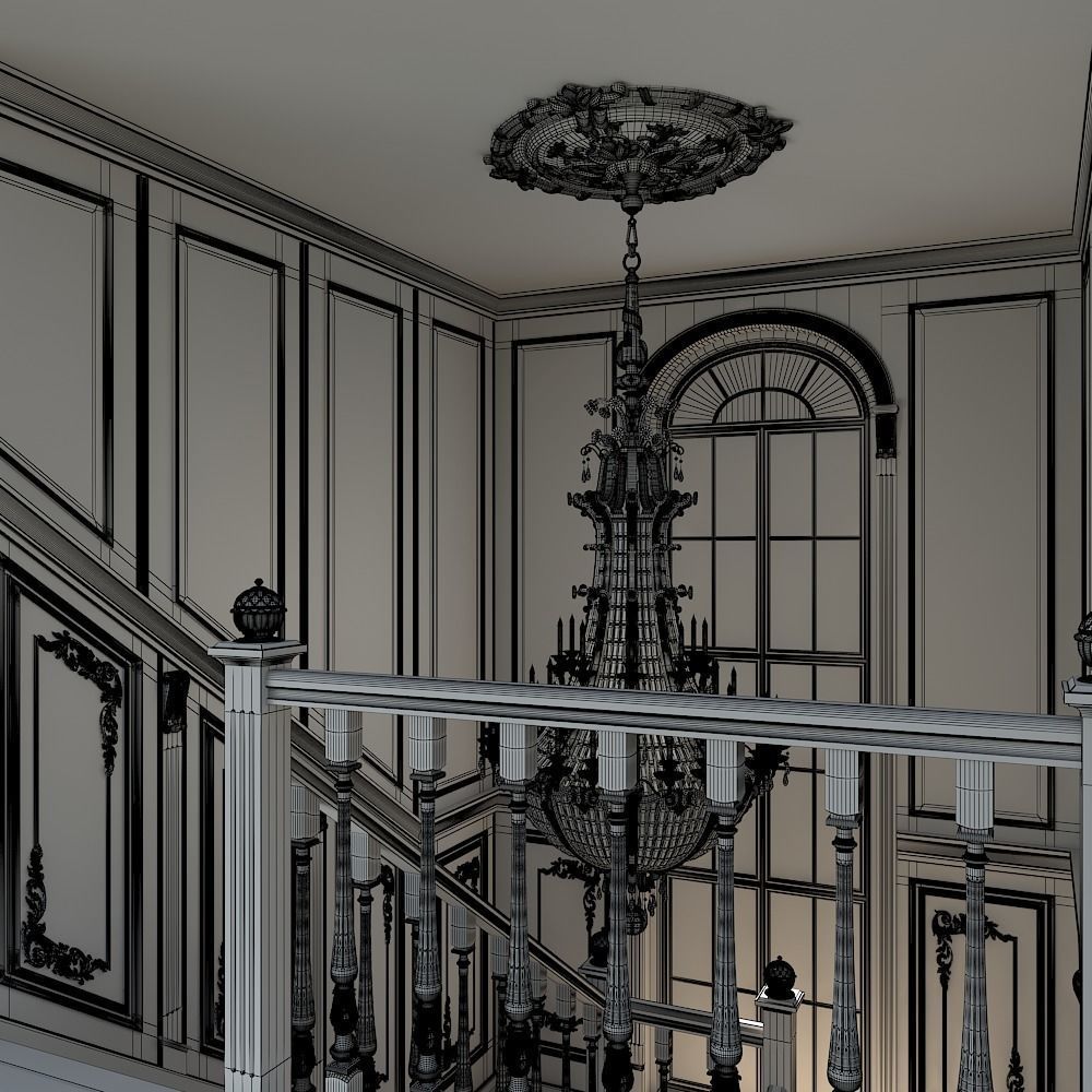 classic staircase in the interior 3D model_14