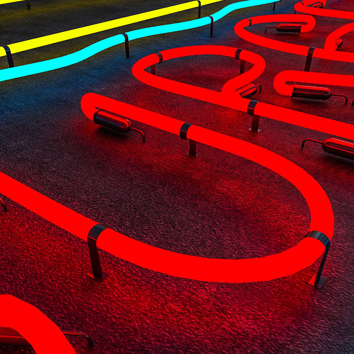 Burgers Neon Sign Low-poly 3D model_3