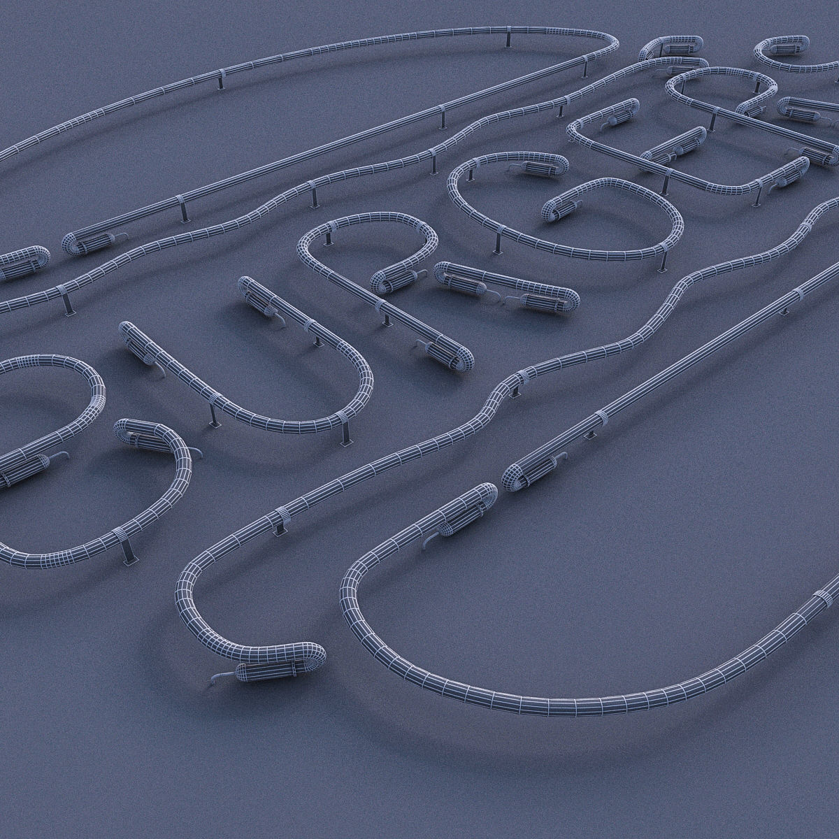 Burgers Neon Sign Low-poly 3D model_7