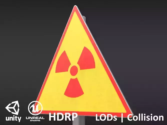 Game-ready Radioactivity sign - Unity - HDRP - UE4 Low-poly 3D model