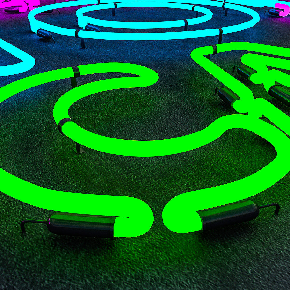 Cafe And Food Neon Sign Low-poly 3D model_2