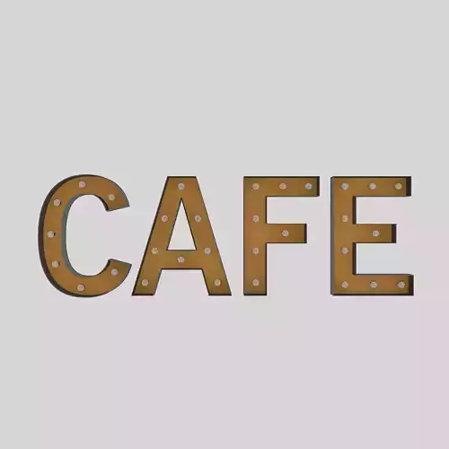 Cafe Sign With Bulb