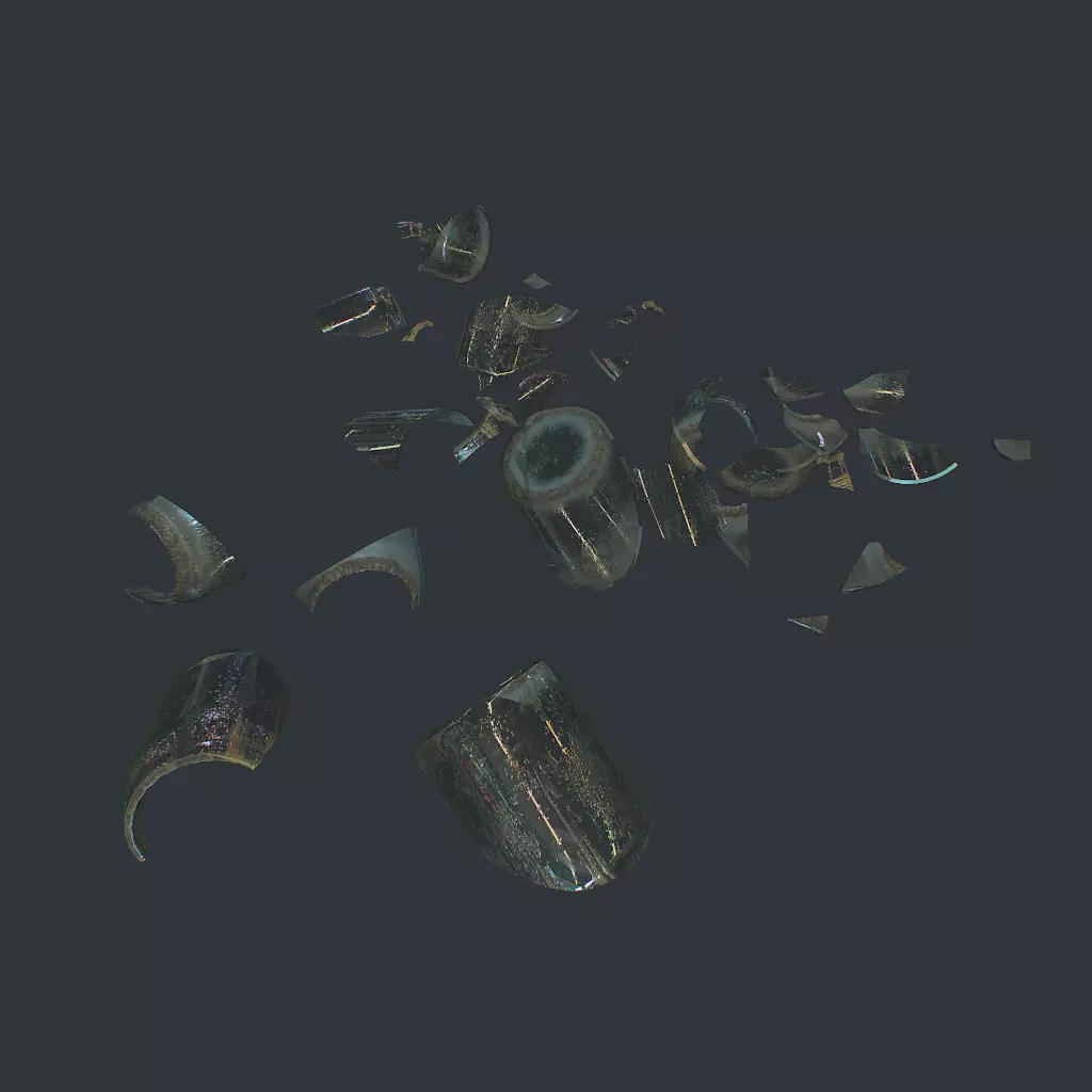 Jar fractured Low-poly 3D model_0