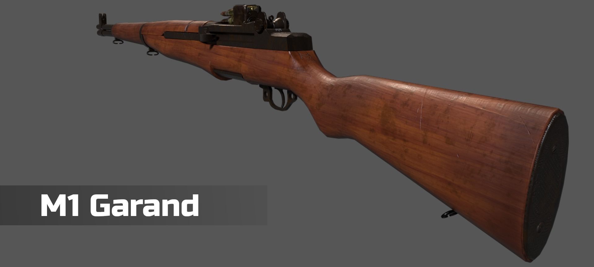 M1 Garand and Magazine Game Ready Assets Low-poly 3D model_4