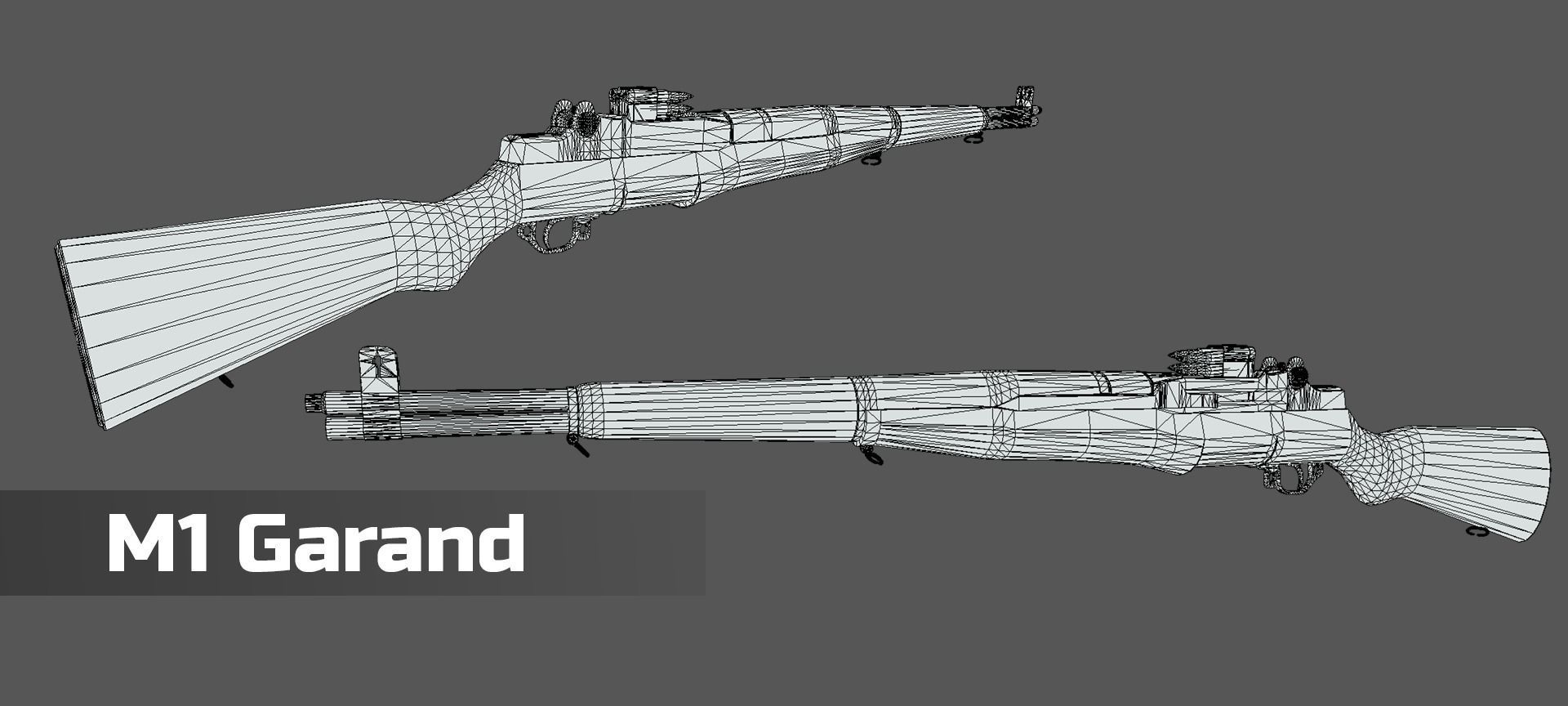 M1 Garand and Magazine Game Ready Assets Low-poly 3D model_7