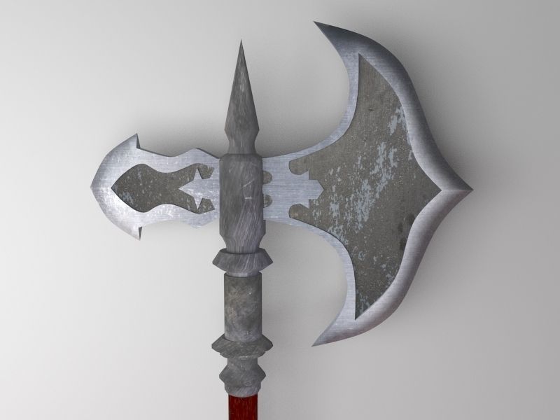 fantasy axe group 3D model_2