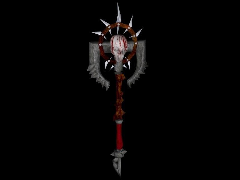 fantasy axe group 3D model_7