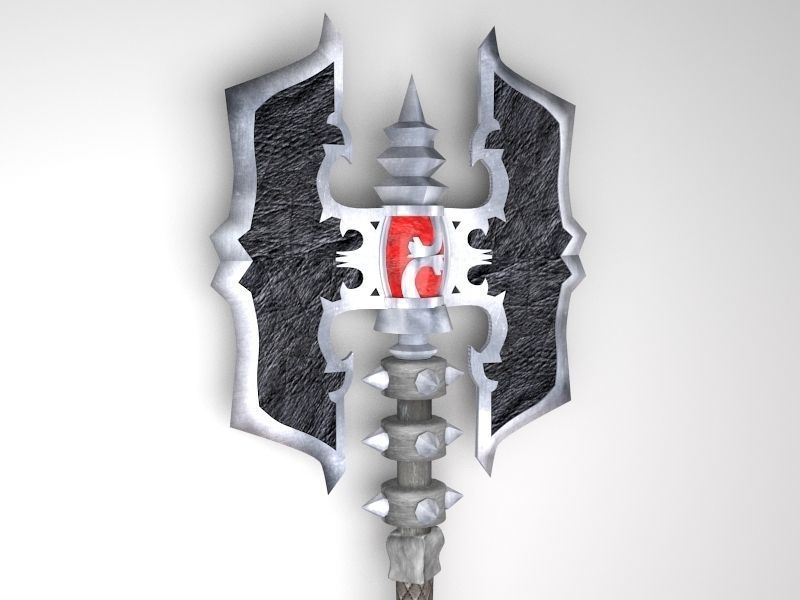 fantasy axe group 3D model_3