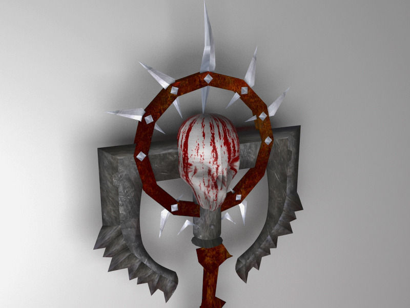 fantasy axe group 3D model_4