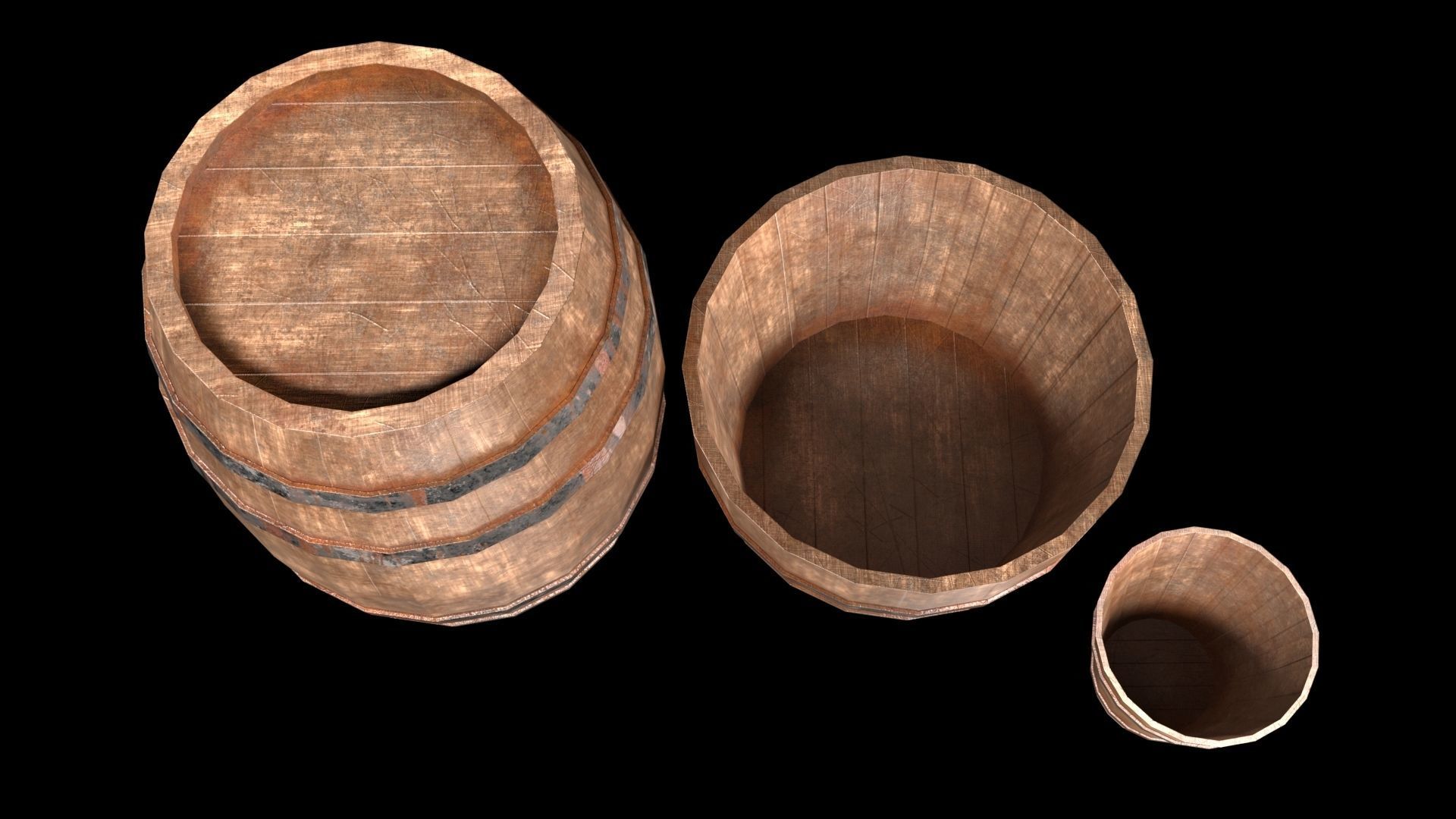 old Wooden Barrel Free low-poly 3D model_5