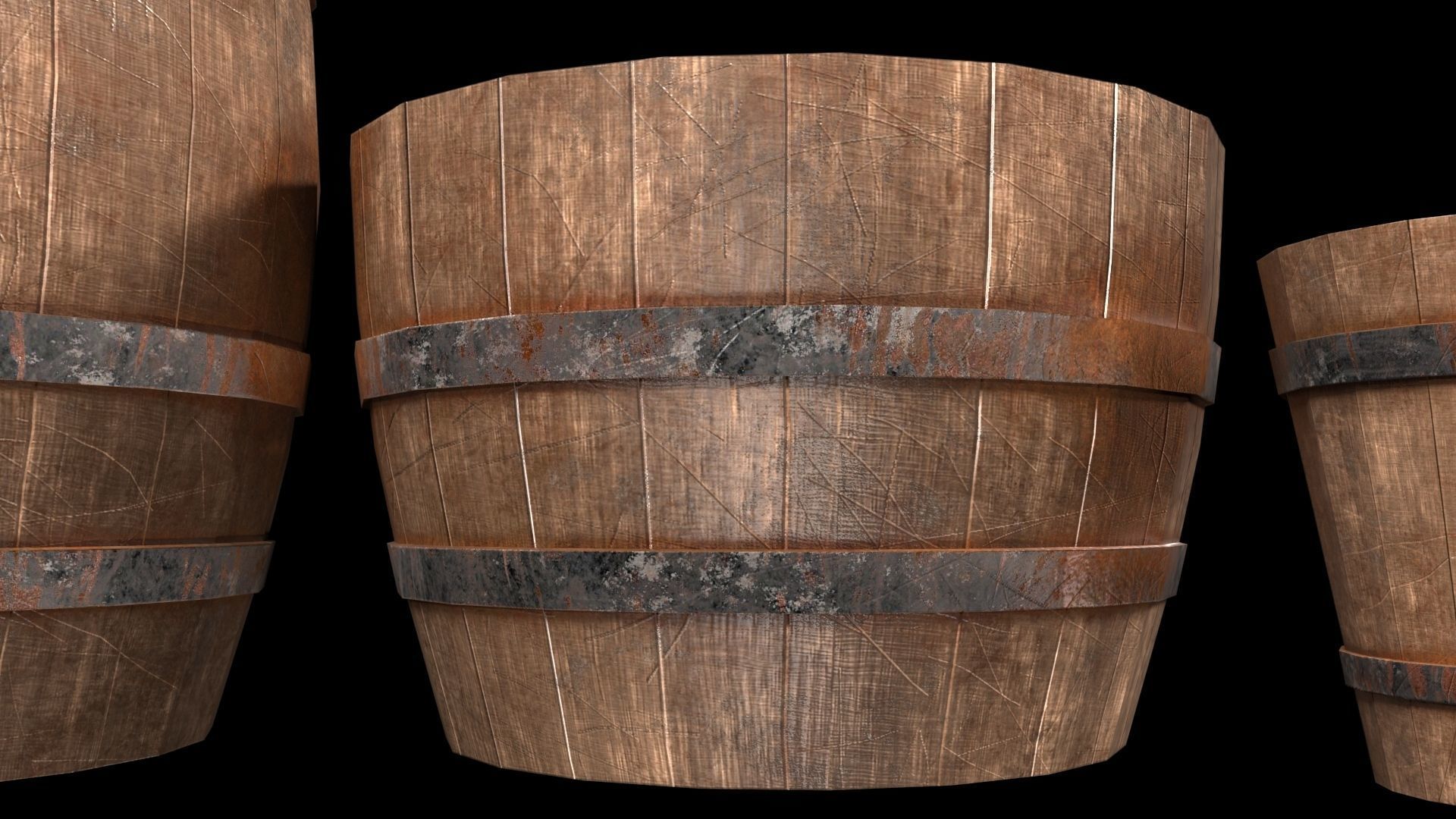 old Wooden Barrel Free low-poly 3D model_2